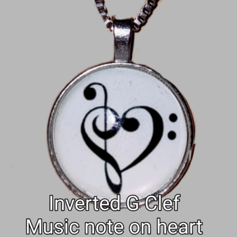 Whimsical Music Heart Cabochon Pendant